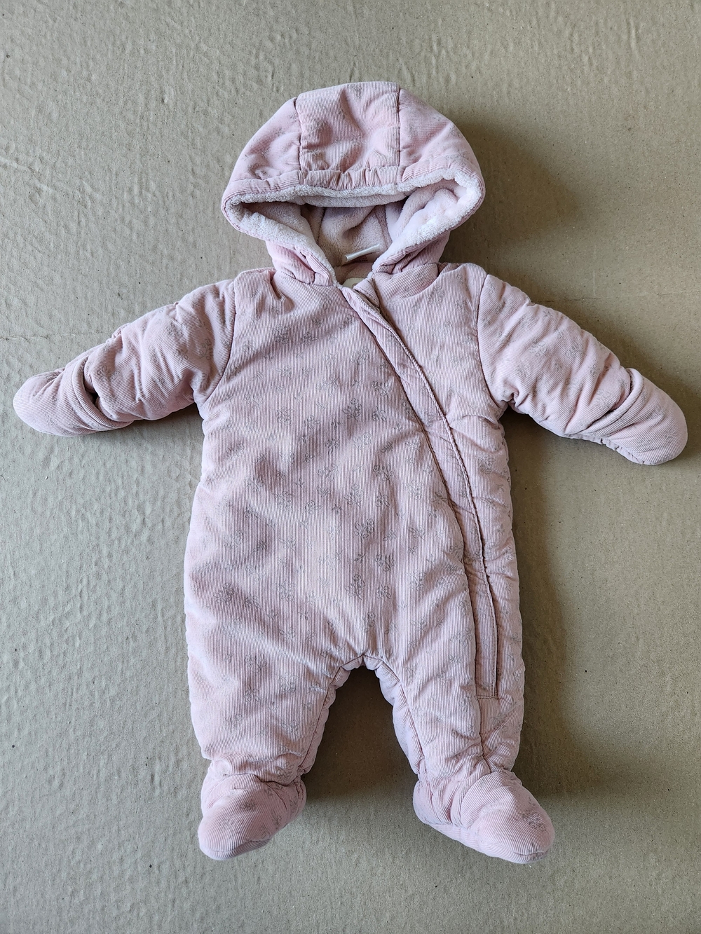 Newborn First Wish Pink Plush Hooded Baby One-Piece Snowsuit